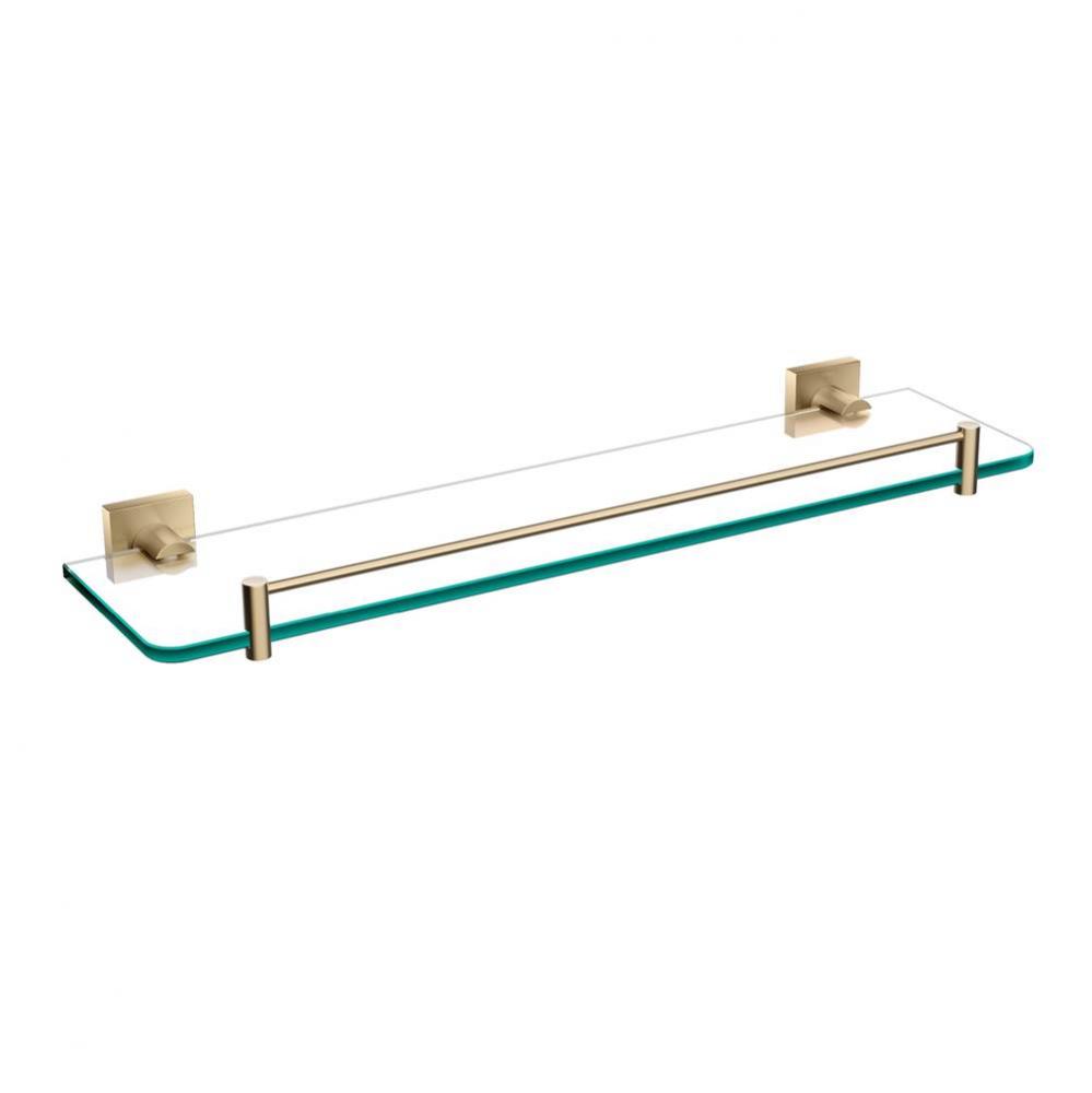 Ventus™ Glass Bathroom Shelf with Rail in Brushed Gold
