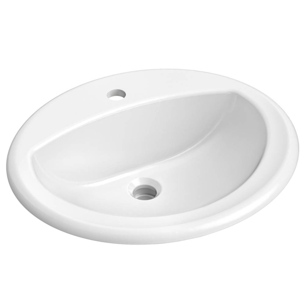 Elavo® 20.5 in. Oval Porcelain Ceramic Self-Rimming Drop-In Top Mount Bathroom Sink in White