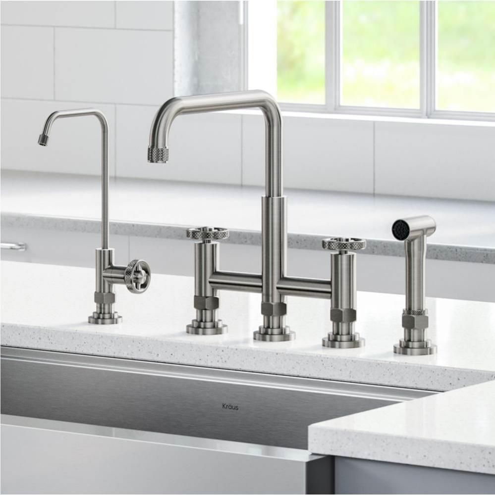 Urbix™ Industrial Bridge Kitchen Faucet and Water Filter Faucet Combo in Spot Free Stainless Ste