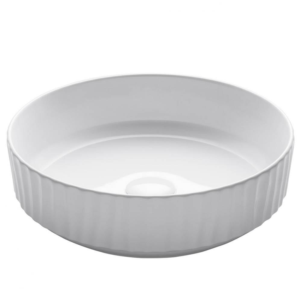 Viva™ Round White Porcelain Ceramic Vessel Bathroom Sink, 15 3/4 in. D x 4 3/4 in. H