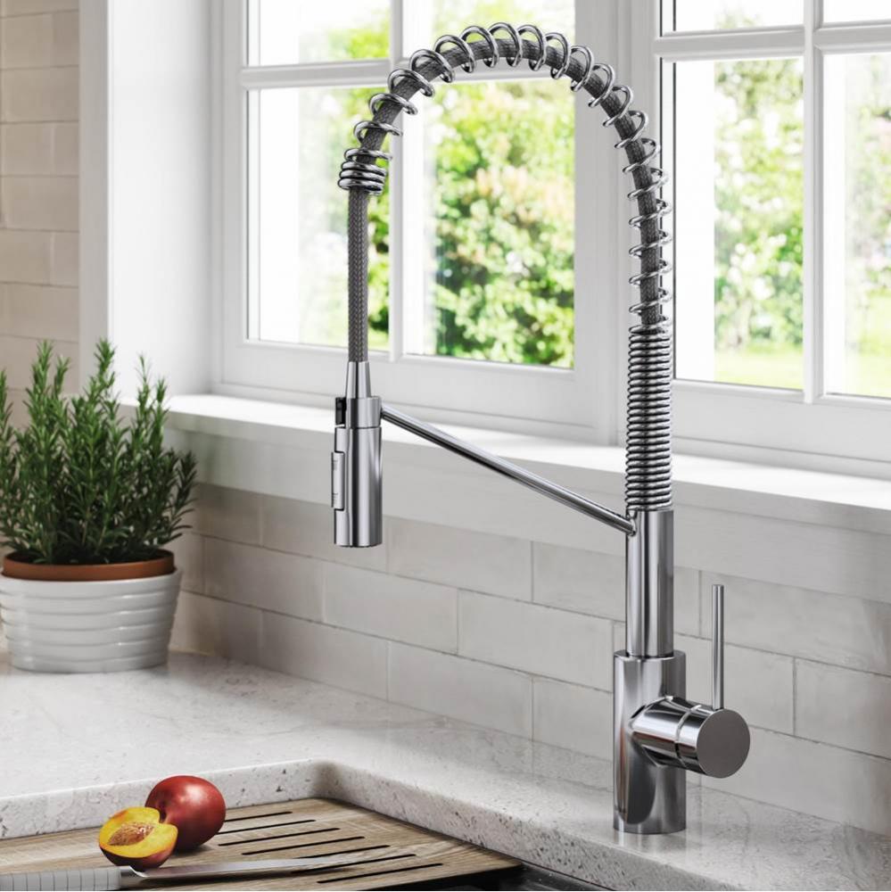 Oletto™ Commercial Style Pull-Down Single Handle Kitchen Faucet with QuickDock Top Mount Install
