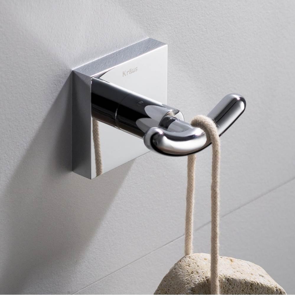 Ventus™ Bathroom Robe and Towel Double Hook, Chrome Finish
