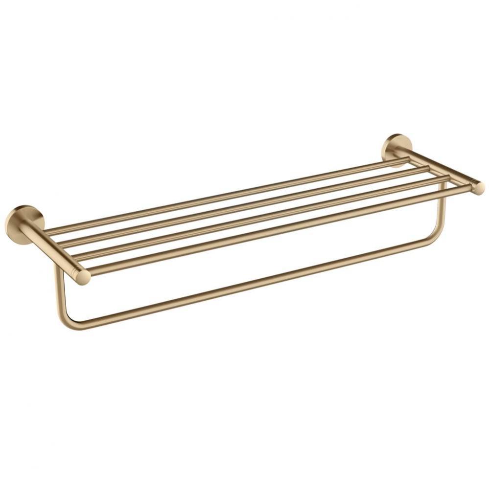 Elie™ Bathroom Shelf Towel Rack with Towel Bar in Brushed Gold