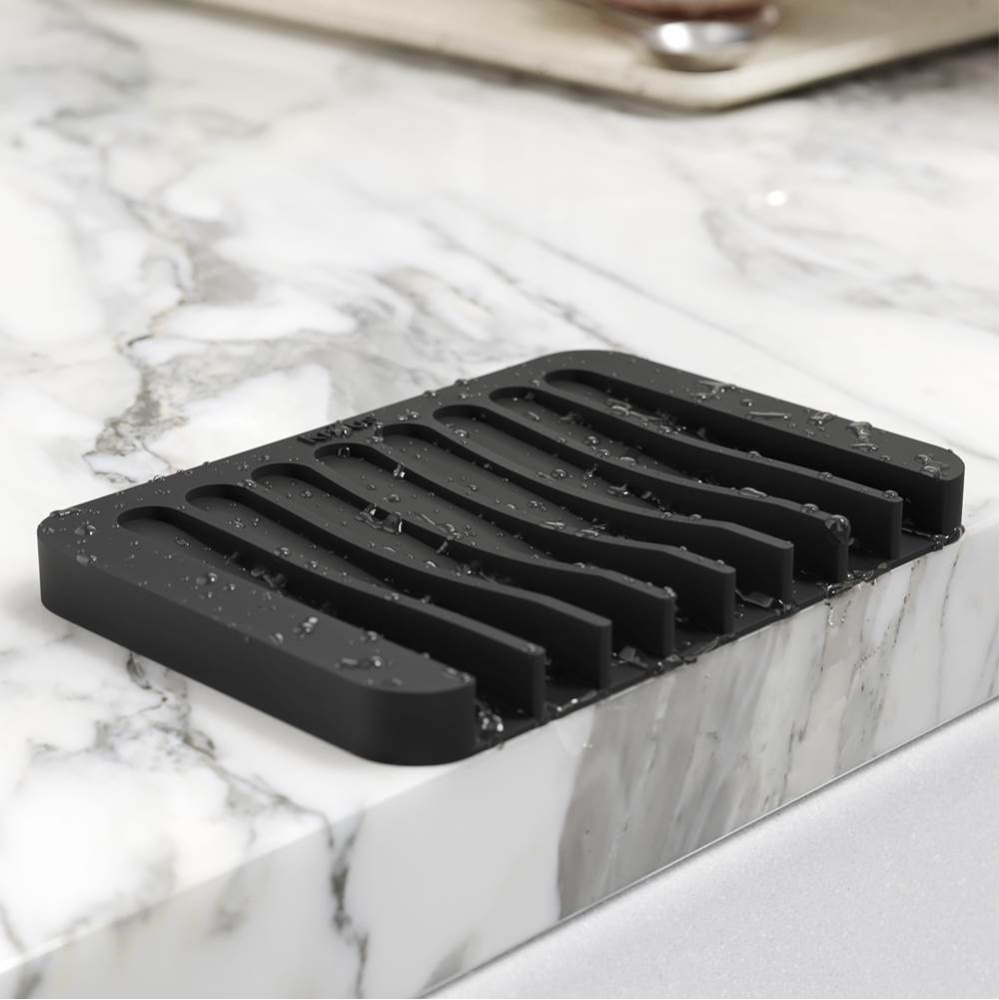 Self-Draining Silicone Dish Drying Mat and Silicone Soap Dish Holder for Bathroom or Kitchen Count