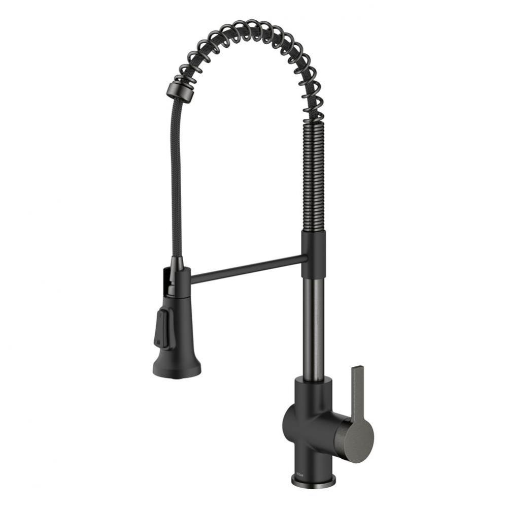 Britt™ Commercial Style Pull-Down Single Handle Kitchen Faucet in Matte Black/Spot-Free Black St