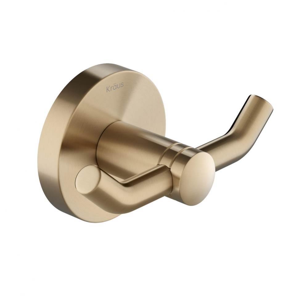 Elie™ Bathroom Robe and Towel Double Hook in Brushed Gold