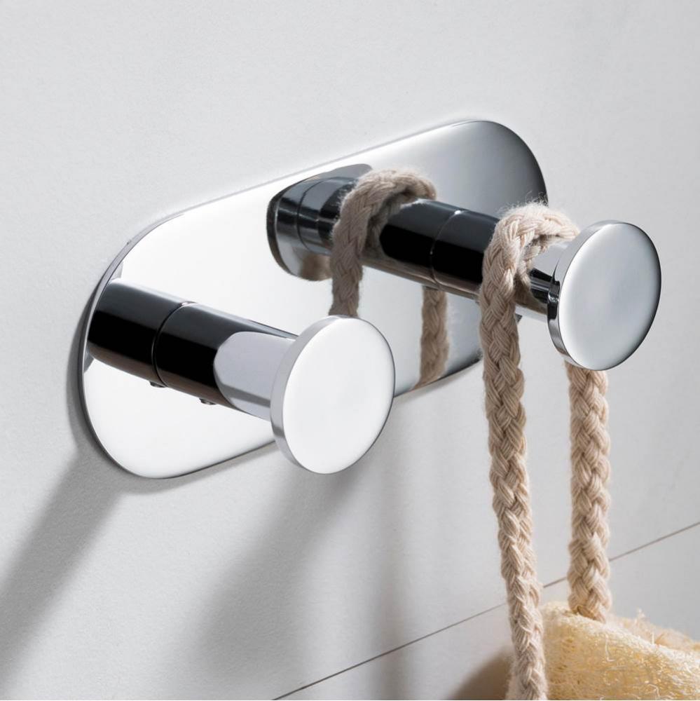 Elie™ Bathroom Robe and Towel Double Hook, Chrome Finish