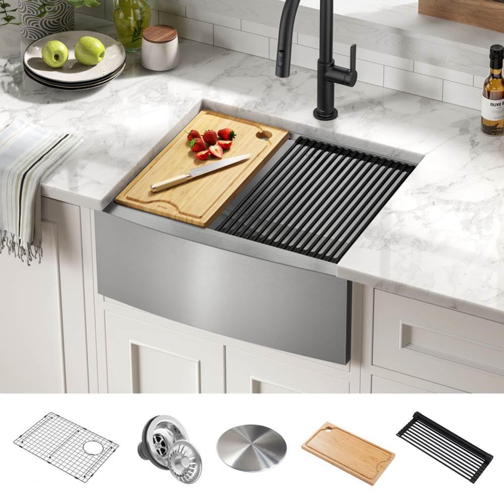 KRAUS  Kore 24'' Farmhouse Apron Front Workstation 16 Gauge
