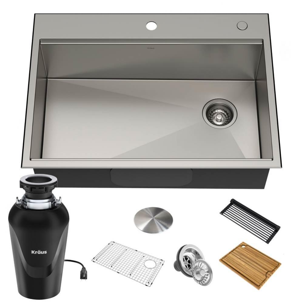 Kore™ Workstation 30-inch Drop-In 16 Gauge Single Bowl Stainless Steel Kitchen Sink with Accesso