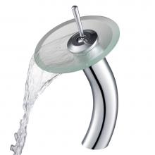 Kraus KGW-1700CH-FR - Tall Waterfall Bathroom Faucet for Vessel Sink with Frosted Glass Disk, Chrome Finish