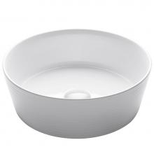 Kraus KCV-205GWH - Viva™ Round White Porcelain Ceramic Vessel Bathroom Sink, 15 3/4 in. D x 5 3/8 in. H