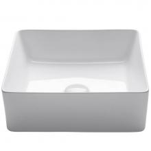 Kraus KCV-202GWH - Viva™ Square White Porcelain Ceramic Vessel Bathroom Sink, 15 5/8 in. L x 15 5/8 in. W x 5 1/8 i