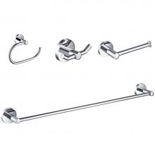 Kraus C-KEA-188CH - Elie™ 4-Piece Bath Hardware Set with 24-inch Towel Bar, Paper Holder, Towel Ring and Robe Hook i