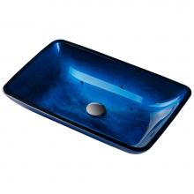 Kraus GVR-204-RE - Rectangular Blue Glass Vessel Bathroom Sink, 22 inch