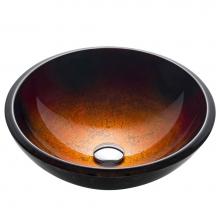 Kraus GV-680-19mm - Round Red Black and Gold Glass Vessel Bathroom Sink, 17 inch