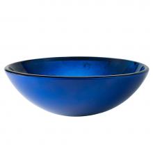 Kraus GV-204 - Round Blue Glass Vessel Bathroom Sink, 16 1/2 inch