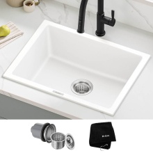Kraus KGD-410BWHITE - Quarza 24'' Granite Drop In / Undermount Single Bowl White Kitchen Sink