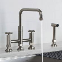 Kraus KPF-3125SFS - Urbix™ Industrial Bridge Kitchen Faucet with Side Sprayer in Spot Free Stainless Steel