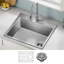 Kraus KHT641-25 - Fairlane™ 25” Drop In / Top Mount Single Bowl 18-Gauge Stainless Steel Kitchen Sink