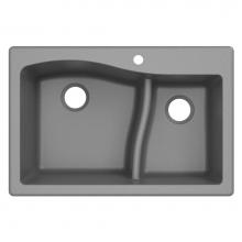 Kraus KGD-442GREY - Quarza™ 33” Dual Mount 60/40 Double Bowl Granite Kitchen Sink in Grey