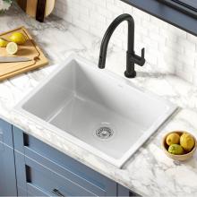 Kraus KFD1-24GWH - Turino™ 24” Drop-In Undermount Fireclay Single Bowl Kitchen Sink with Thick Mounting Deck in G