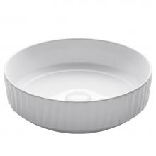 Kraus KCV-201GWH - Viva™ Round White Porcelain Ceramic Vessel Bathroom Sink, 15 3/4 in. D x 4 3/4 in. H