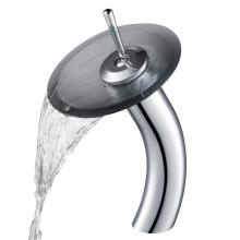 Kraus KGW-1700CH-BLFR - Tall Waterfall Bathroom Faucet for Vessel Sink with Frosted Black Glass Disk, Chrome Finish