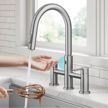 Kraus KSF-3122SFS - Oletto™ Touchless Sensor Bridge Kitchen Faucet with Pull-Down Sprayhead in Spot-Free Stainless S