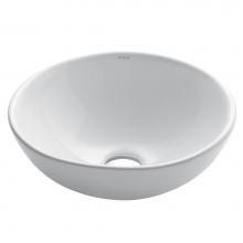 Kraus KCV-141 - Elavo™ Round Vessel White Porcelain Ceramic Bathroom Sink, 16 inch