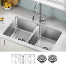 Kraus KHU632-33 - Fairlane 33'' Undermount Double Bowl 18-Gauge Stainless Steel Kitchen Sink