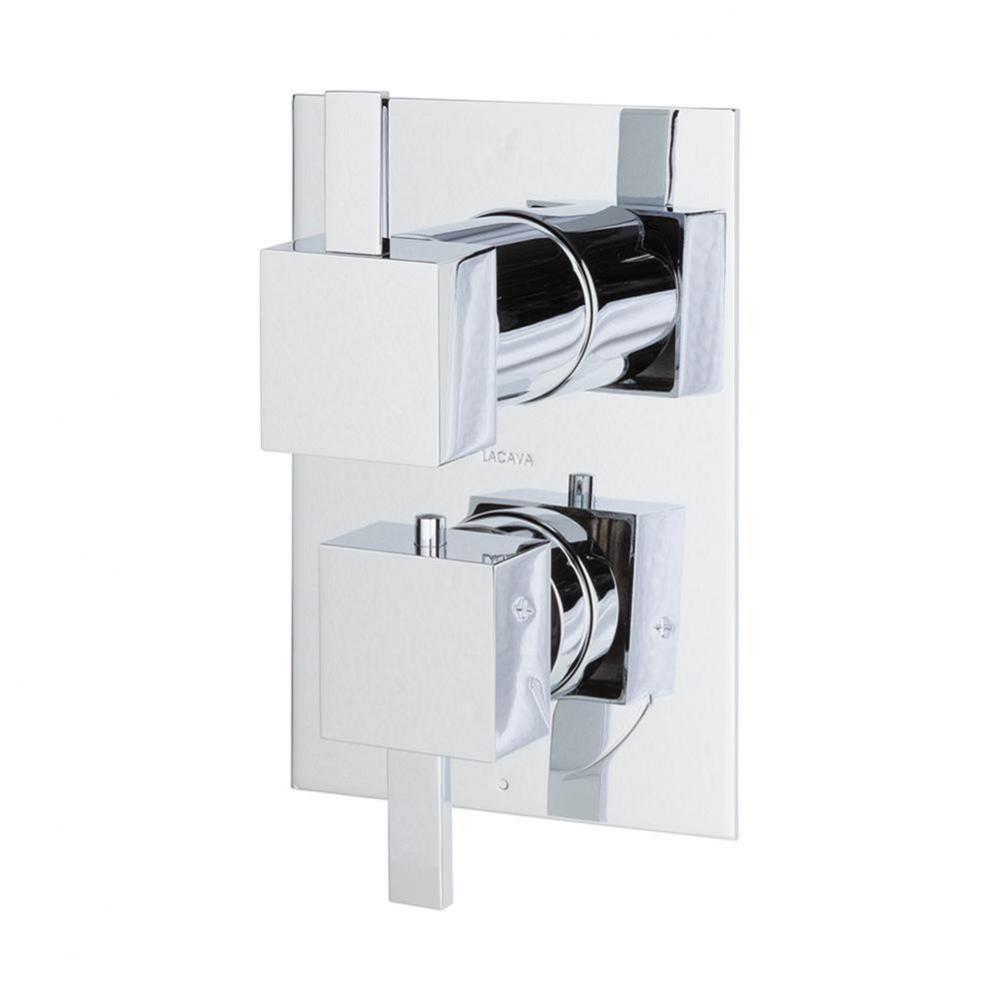 TRIM ONLY - Thermostatic Valve w/ 2-way shared diverter + OFF,  GPM 8.5 (60PSI) with rectangular b