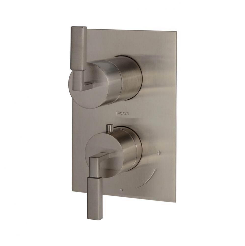 TRIM ONLY - Thermostatic Valve w/ 2-way shared diverter + OFF,  GPM 8.5 (60PSI) with rectangular b