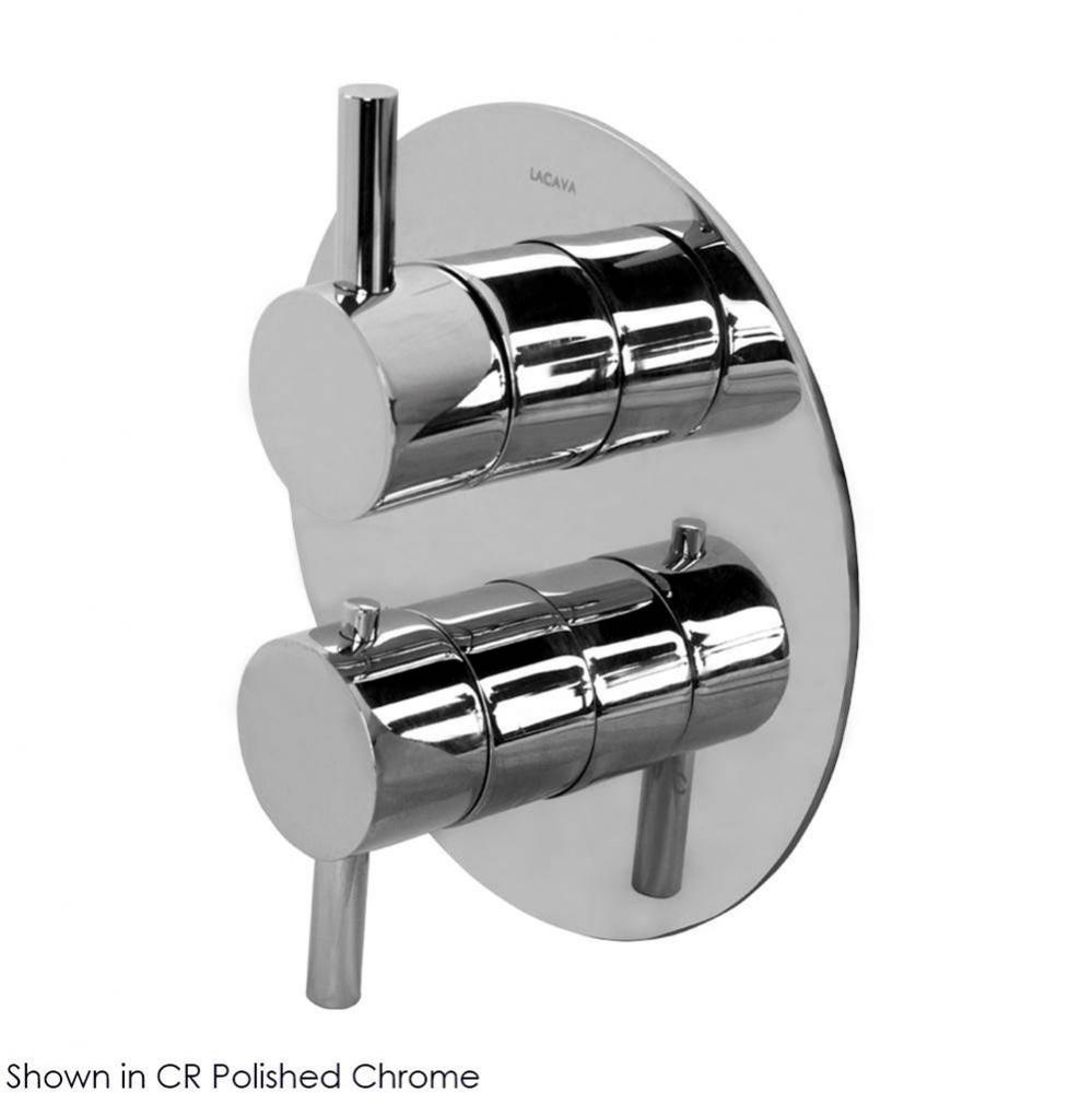 TRIM ONLY - Thermostatic Valve w/1 way volume, GPM 9 (60PSI) with round back plate and 2 stacked r