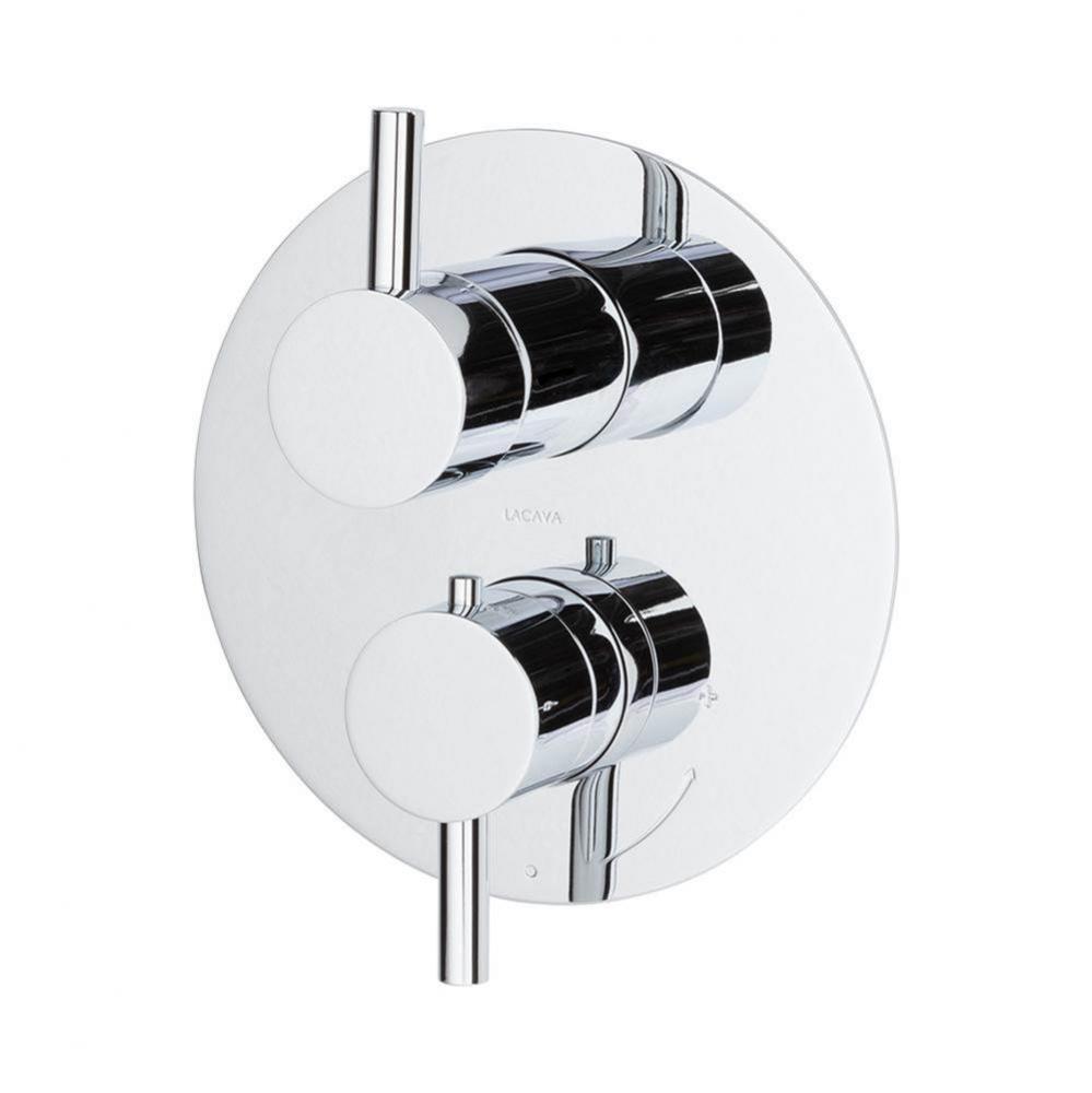 TRIM ONLY - Thermostatic Valve w/3 way diverter + OFF,  GPM 8 (60PSI) with round back plate and 2