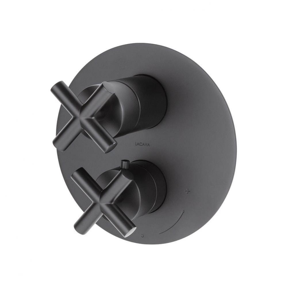 TRIM ONLY - Thermostatic Valve w/ 3 way shared diverter + OFF,  GPM 8 (60PSI) with round back plat