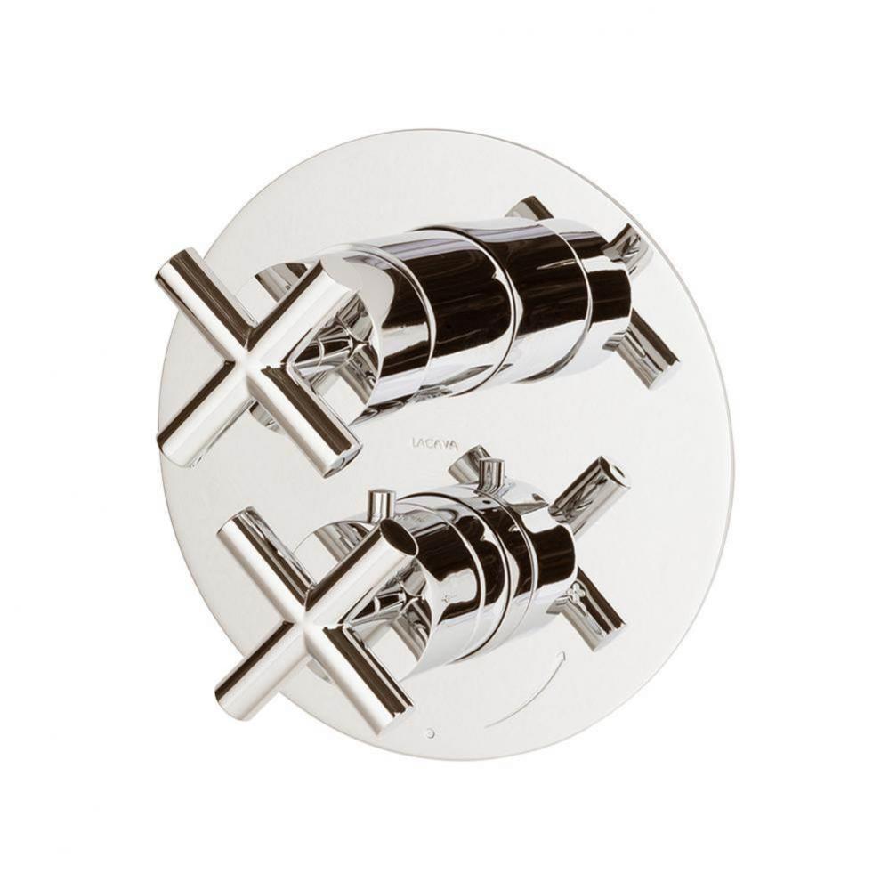 TRIM ONLY - Thermostatic Valve w/ 2 way shared diverter + OFF,  GPM 8.5 (60PSI) with round back pl