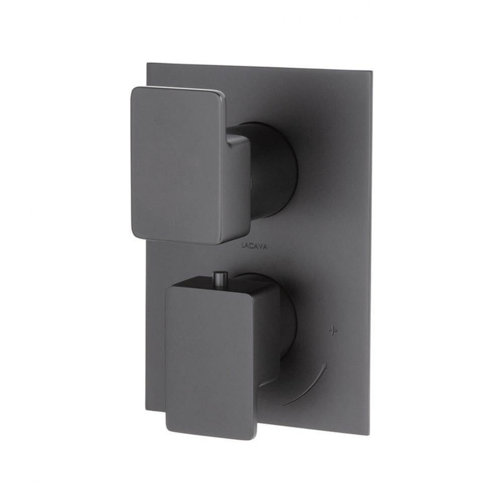 TRIM ONLY - Thermostatic Valve w/ 3 way shared diverter + OFF,  GPM 8 (60PSI) with rectangular bac