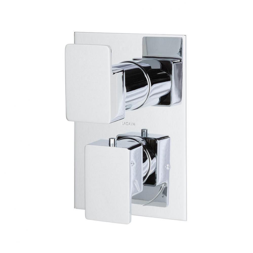 TRIM ONLY - Thermostatic Valve w/ 2 way shared diverter + OFF,  GPM 8.5 (60PSI) with rectangular b