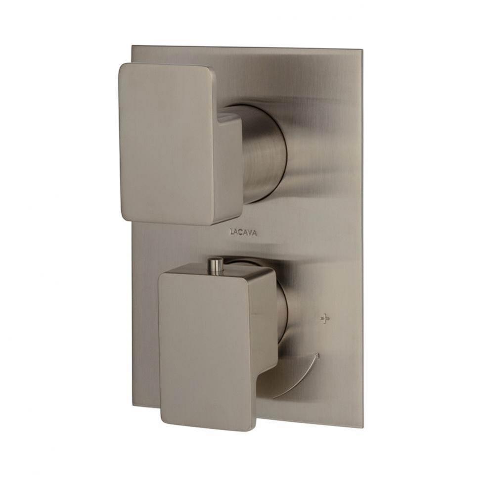 TRIM ONLY - Thermostatic Valve w/ 3 way shared diverter + OFF,  GPM 8 (60PSI) with rectangular bac