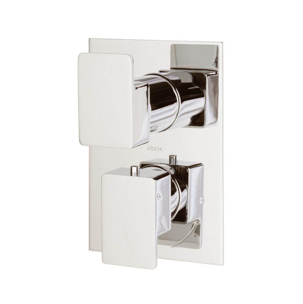TRIM ONLY - Thermostatic Valve w/ 2 way shared diverter + OFF,  GPM 8.5 (60PSI) with rectangular b