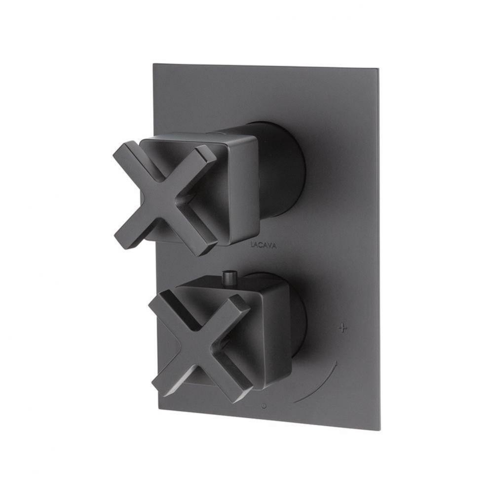 TRIM ONLY - Thermostatic Valve w/ 2 way shared diverter + OFF,  GPM 8.5 (60PSI) with rectangular b