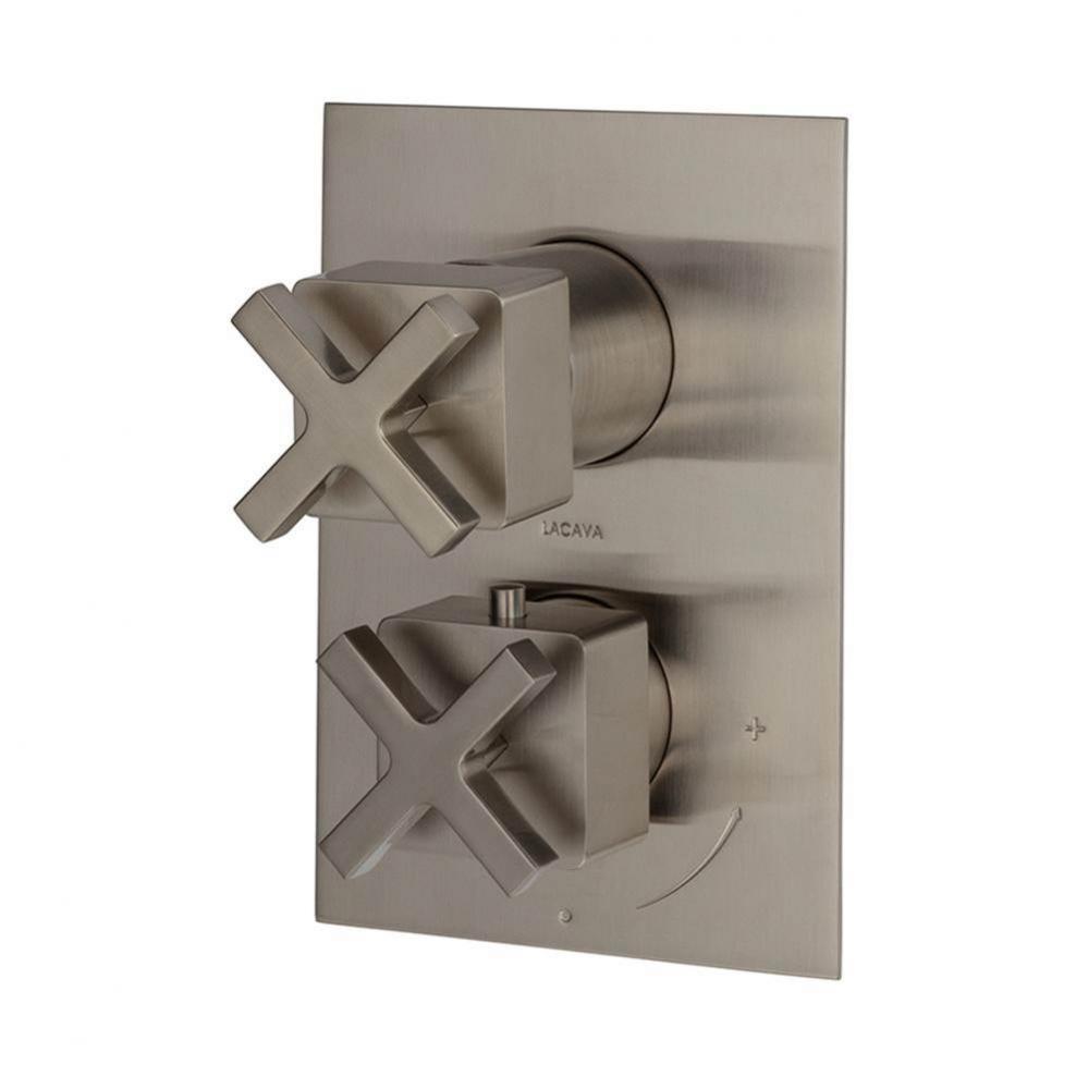 TRIM ONLY - Thermostatic Valve w/ 2 way shared diverter + OFF,  GPM 8.5 (60PSI) with rectangular b