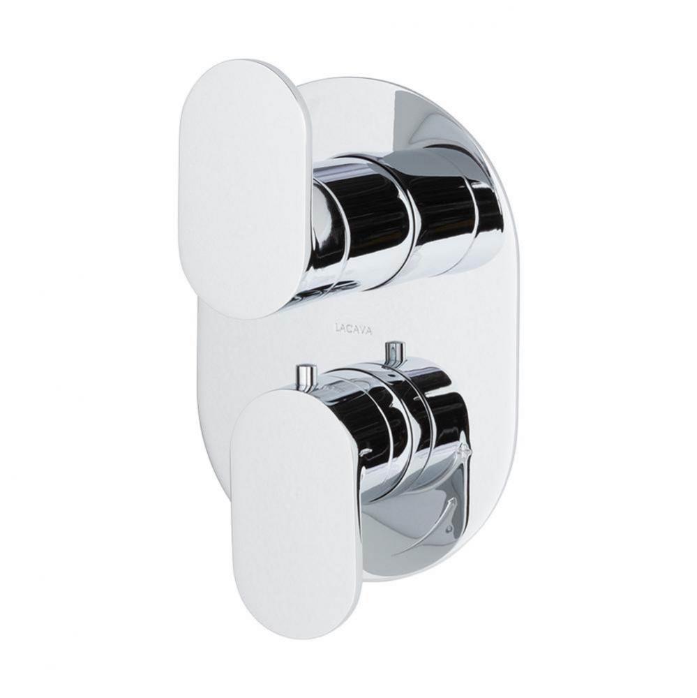 TRIM ONLY - Thermostatic Valve w/ 2 way shared diverter + OFF,  GPM 8.5 (60PSI) with oblong back p