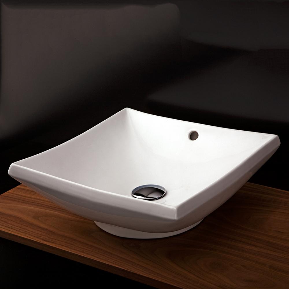 Vessel porcelain Bathroom Sink with an overflow, 16 3/8''W, 16 3/8''D, 6'