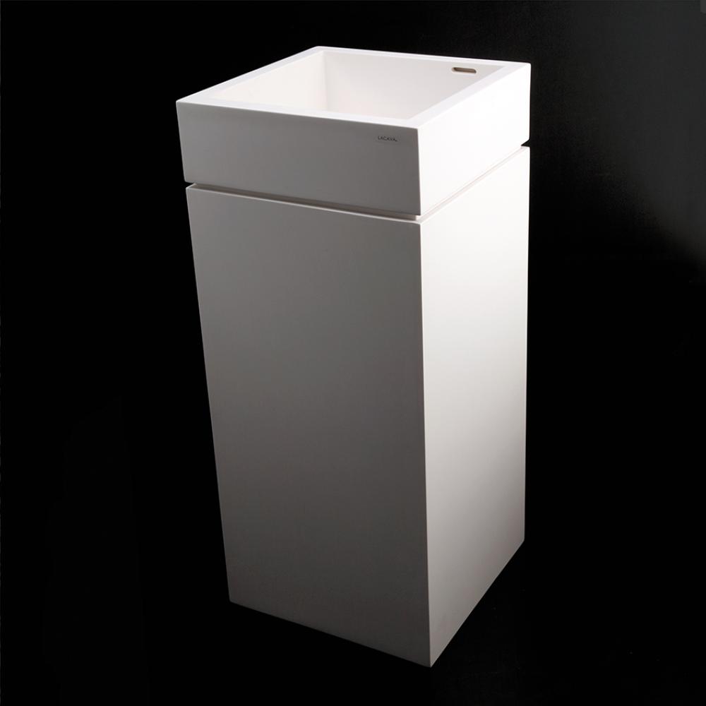 Vessel Bathroom Sink made of solid surface, with an overflow and decorative drain cover, finished