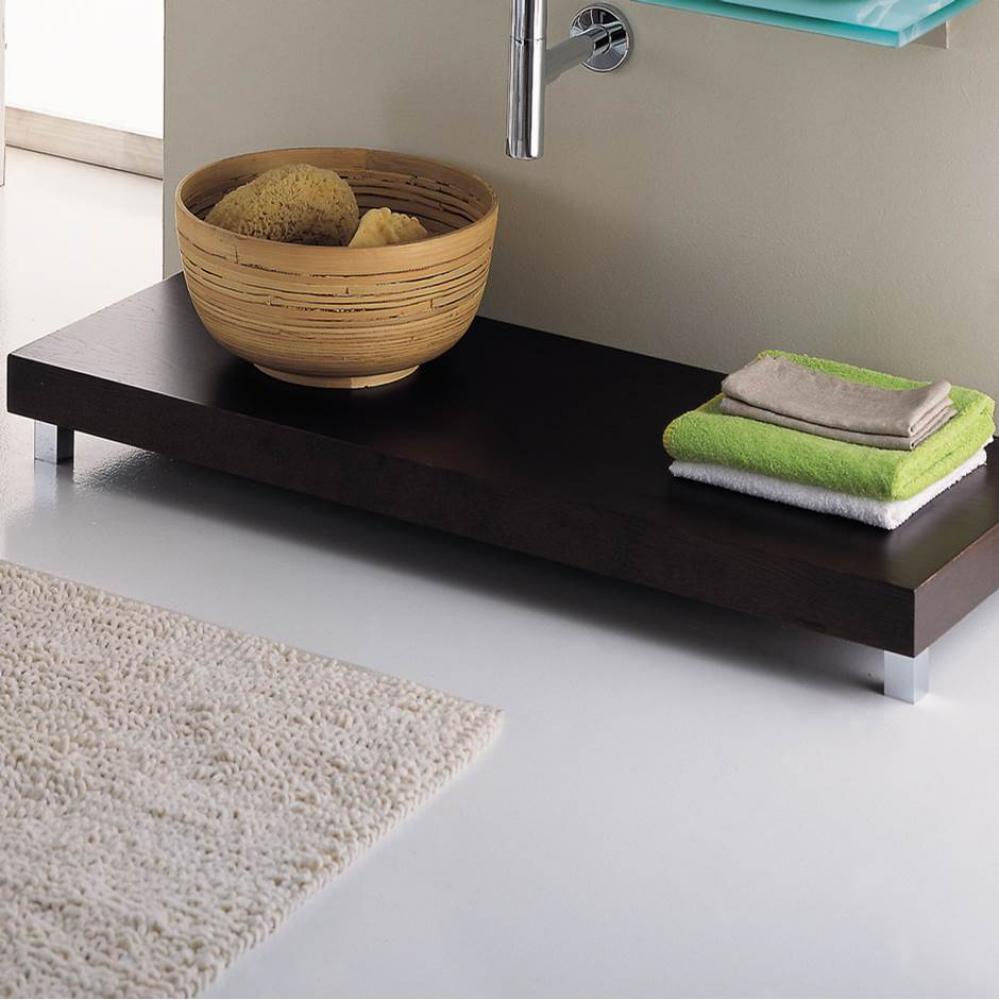 Free-standing bench with polished stainless steel legs. W: 47 3/8'', D: 17 3/4'&apo