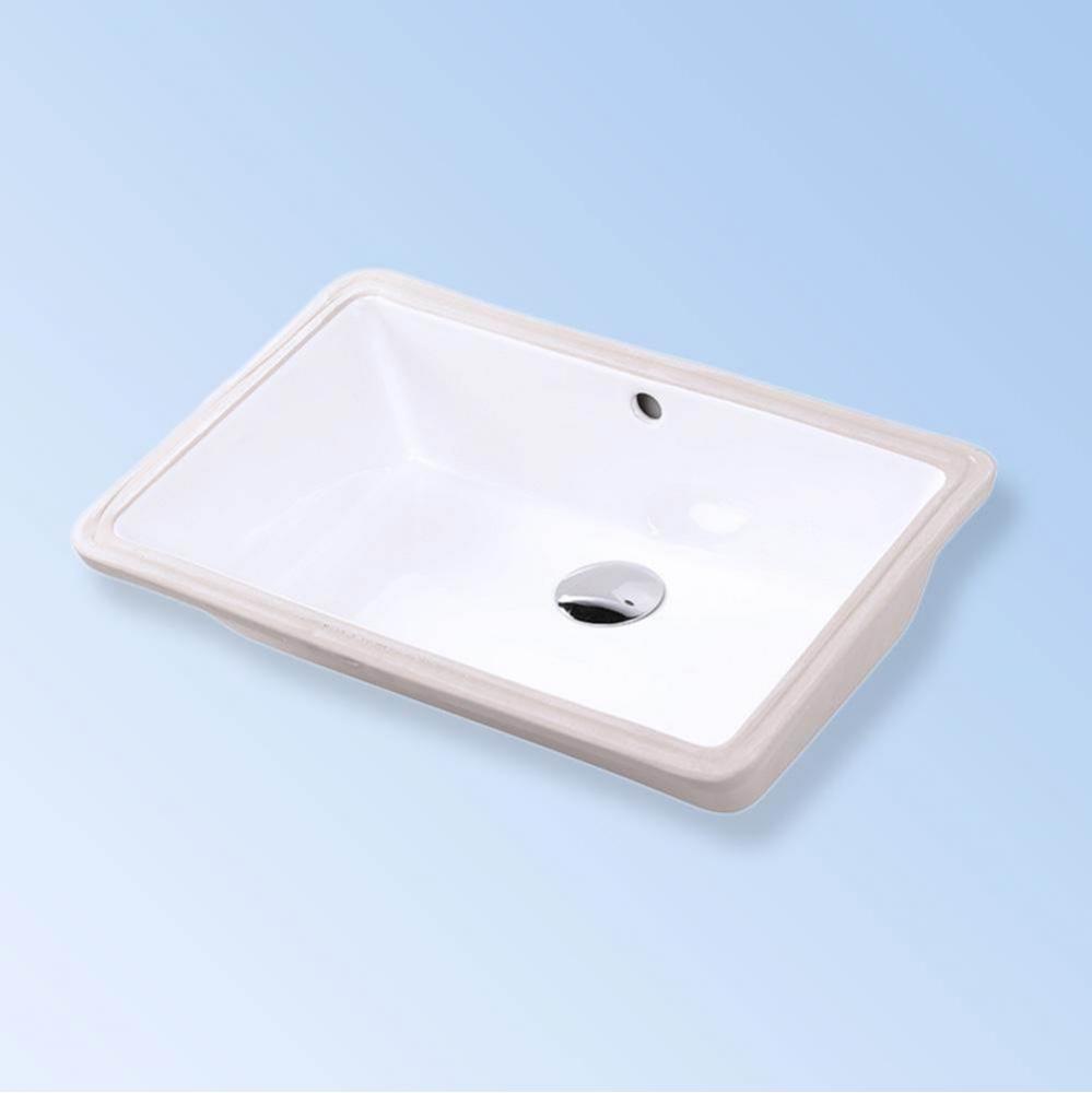 Under-counter porcelain Bathroom Sink with an overflow, unglazed exterior, 20 7/8''W, 13