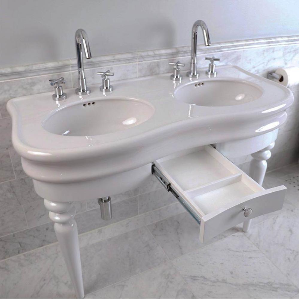 Floor-standing console with turn  legs  and a center pull out drawer stand for Bathroom Sink H253.