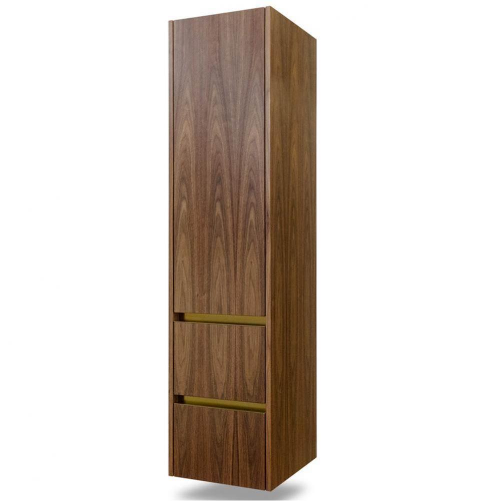 Wall-mounted storage cabinet with three adjustable woods shelves, two drawers, one right-hinged do