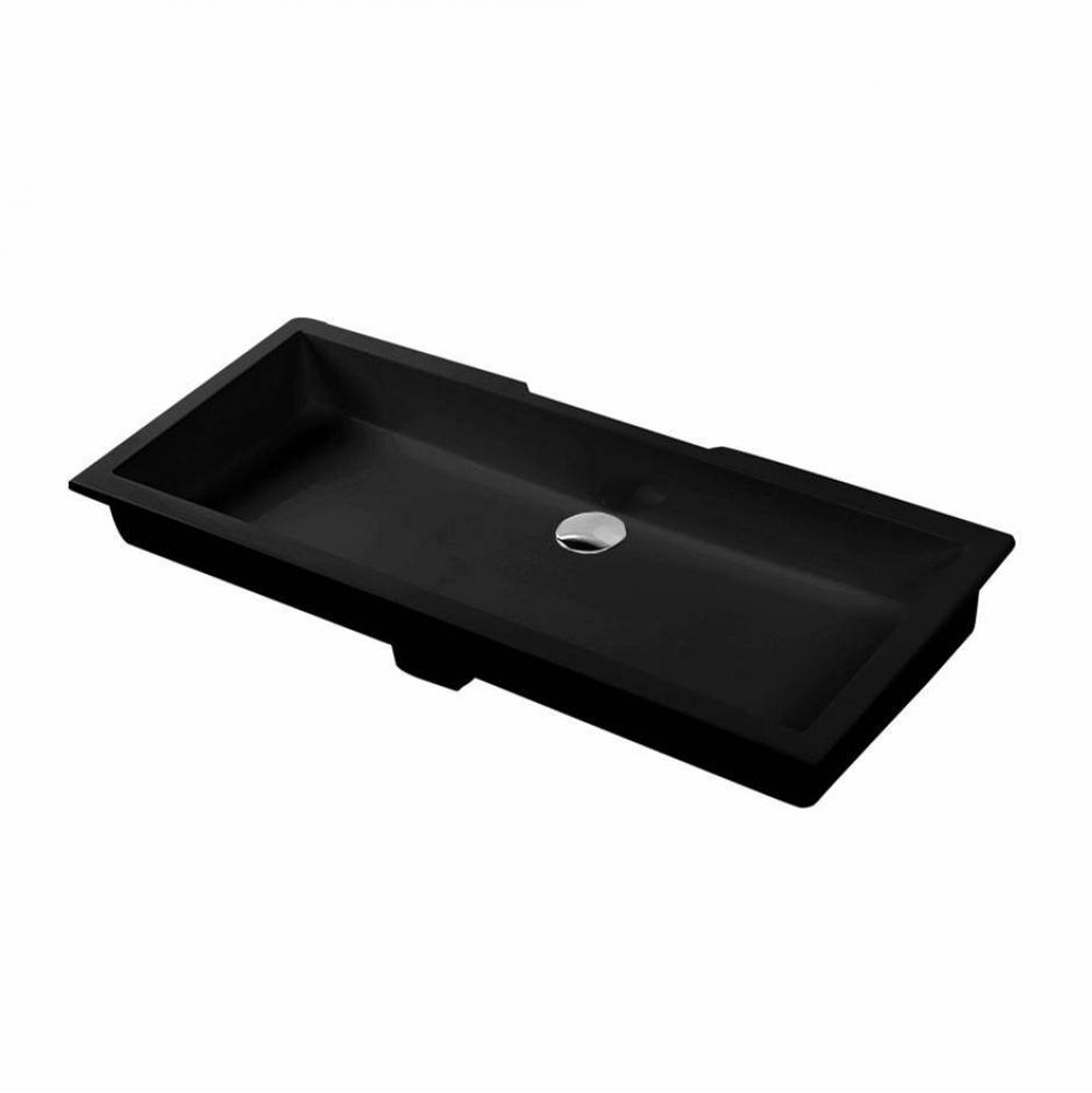 Under-counter Bathroom Sink made of solid surface with an overflow. W: 35 1/2'', D: 15&a